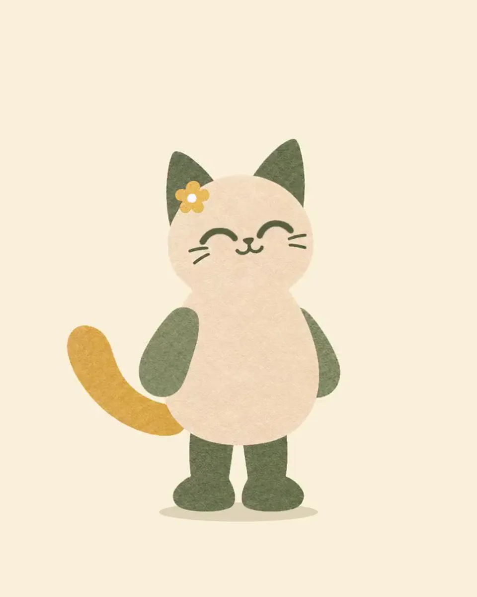 Clover the cat cheering with both paws up